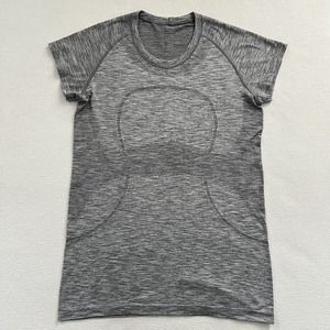 Lululemon Gray White Swiftly Tech Short Sleeve SS Crew Seamless Workout Top 12